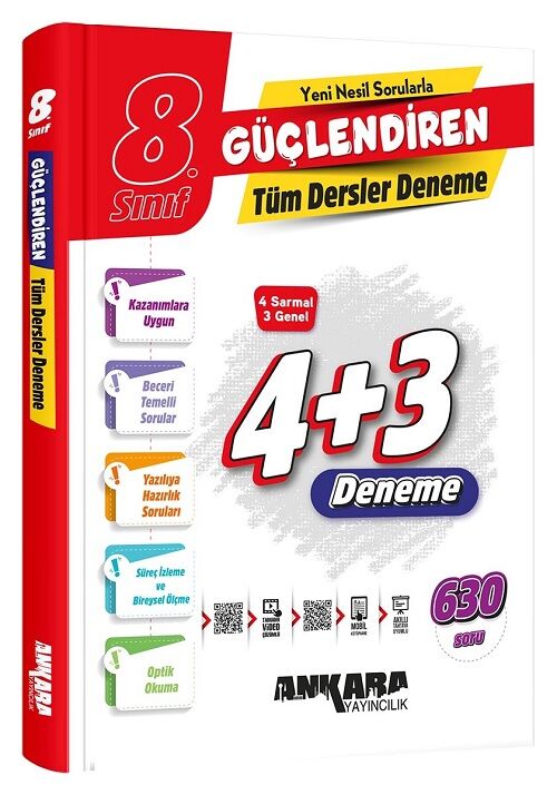 Ankara Yayıncılık 8. Sınıf Tüm Dersler Güçlendiren 4+3 Deneme Ankara Yayıncılık