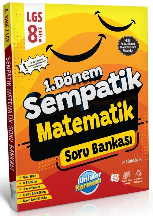 Ünlüler 8. Sınıf LGS Matematik 1. Dönem Sempatik Soru Bankası Ünlüler Yayınları