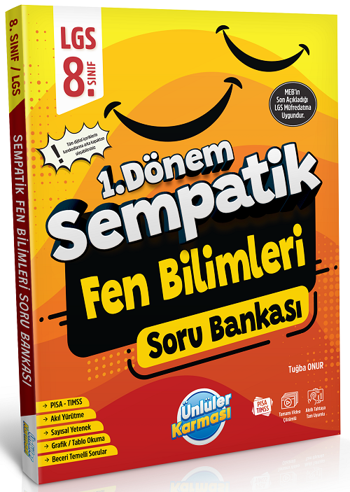 Ünlüler 8. Sınıf LGS Fen Bilimleri 1. Dönem Sempatik Soru Bankası Ünlüler Yayınları