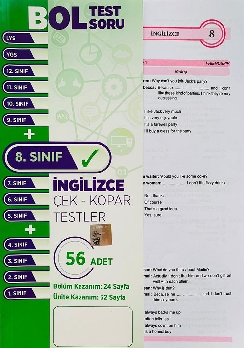 Pergel 8. Sınıf İngilizce 56 Yaprak Test Pergel Yayınları