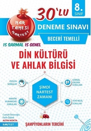 Nartest 8. Sınıf Din Kültürü ve Ahlak Bilgisi Nar Tanesi 30 Deneme Nartest Yayınları