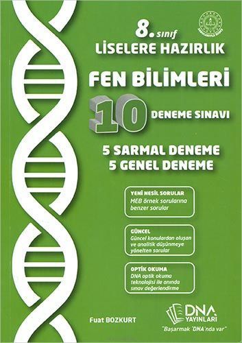 DNA Yayınları 8. Sınıf Liselere Hazırlık Fen Bilimleri 10 Deneme Sınavı DNA Yayınları