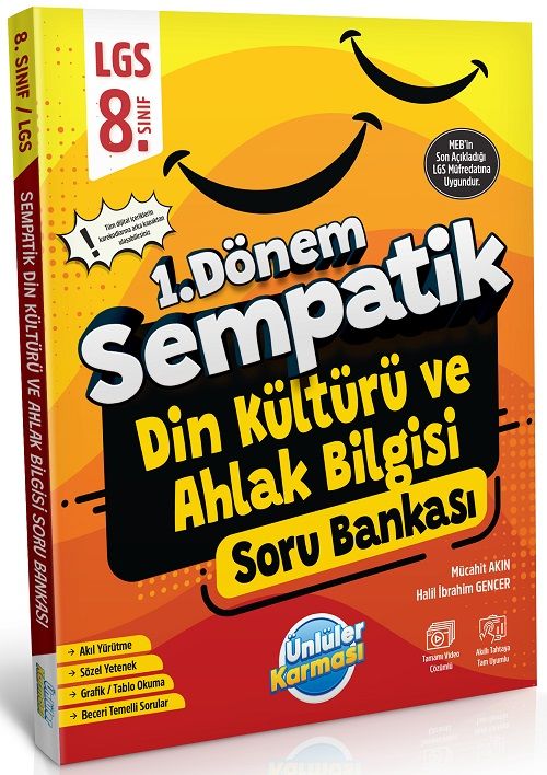 Ünlüler 8. Sınıf LGS Din Kültürü ve Ahlak Bilgisi 1. Dönem Sempatik Soru Bankası Ünlüler Yayınları