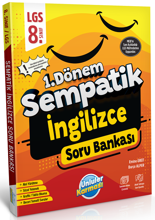 Ünlüler 8. Sınıf LGS İngilizce 1. Dönem Sempatik Soru Bankası Ünlüler Yayınları