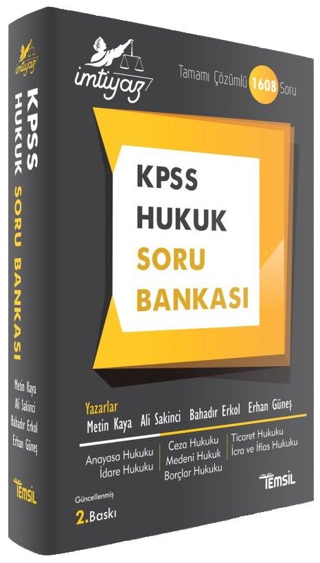 Temsil KPSS A Grubu Hukuk İMTİYAZ Soru Bankası Çözümlü 2. Baskı - Metin Kaya Temsil Yayınları