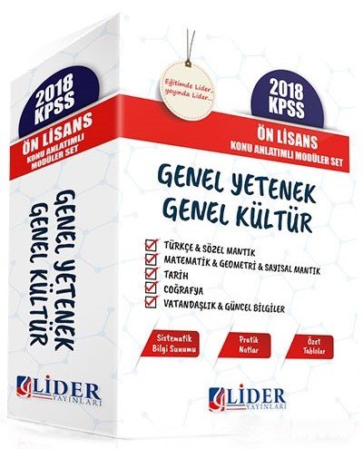 SÜPER FİYAT - Lider 2018 KPSS Lise Ön Lisans Konu Anlatımlı Modüler Set Lider Yayınları