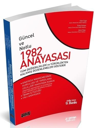 Savaş Güncel ve Notlu 1982 Anayasası Ekim 2023 9. Baskı Savaş Yayınları