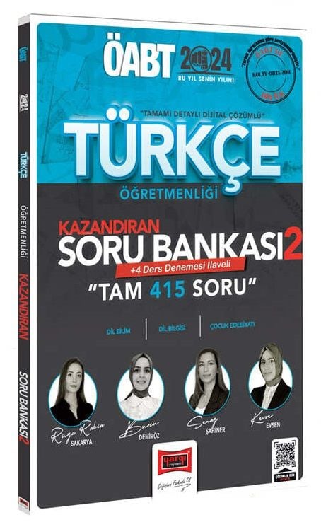 Yargı 2024 ÖABT Türkçe Öğretmenliği Kazandıran Soru Bankası-2 +4 Deneme İlaveli Çözümlü Yargı Yayınları