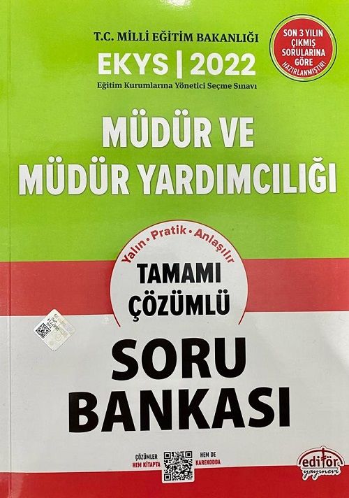 SÜPER FİYAT - Editör 2022 MEB EKYS Müdür ve Yardımcılığı Soru Bankası Çözümlü Editör Yayınları