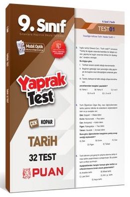 Puan 9. Sınıf Tarih Çek Kopar 32 Yaprak Test Puan Yayınları