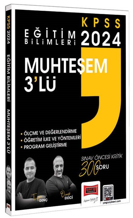 Yargı 2024 KPSS Eğitim Bilimleri Ölçme, Öğretim İlke Yöntemleri, Program Geliştirme Muhteşem 3 lü Soru Bankası Çözümlü - Tufan Genç, Ömer Ekici Yargı Yayınları