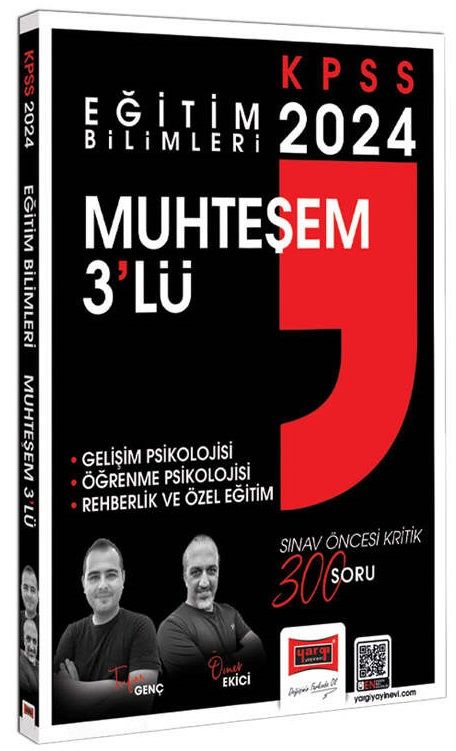 Yargı 2024 KPSS Eğitim Bilimleri Gelişim, Öğrenme, Rehberlik Muhteşem 3 lü Soru Bankası Çözümlü - Tufan Genç, Ömer Ekici Yargı Yayınları