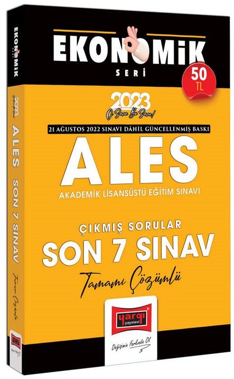 Yargı 2023 ALES Çıkmış Sorular Son 7 Sınav Çözümlü Ekonomik Seri Yargı Yayınları