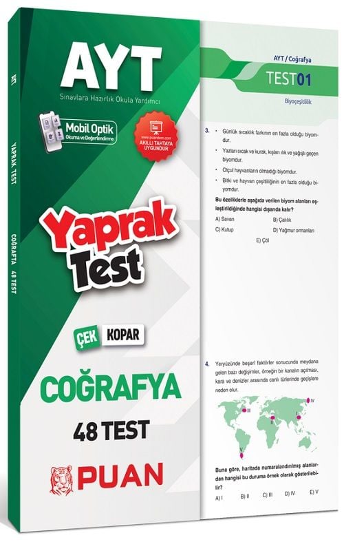 Puan YKS AYT Coğrafya Yaprak Test Puan Yayınları