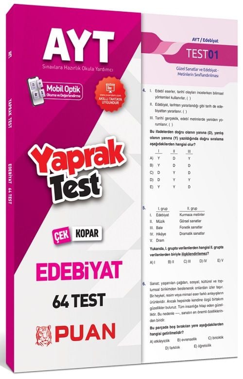 Puan YKS AYT Edebiyat Yaprak Test Puan Yayınları