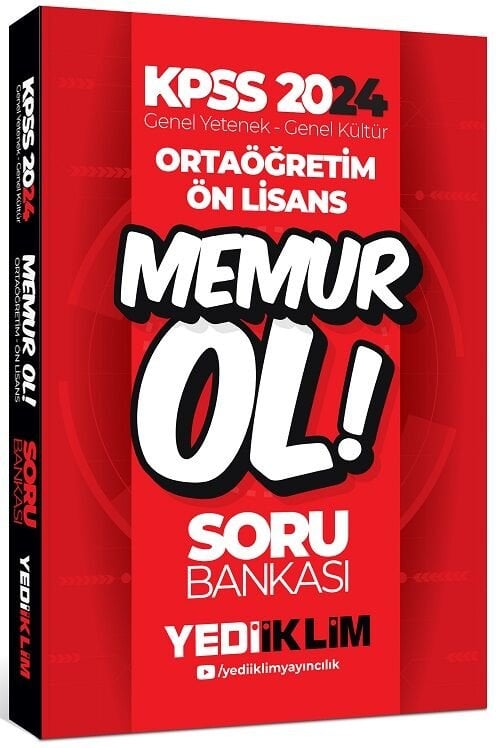 Yediiklim 2024 KPSS Lise Ortaöğretim Ön Lisans MEMUR OL Soru Bankası Tek Kitap Yediiklim Yayınları