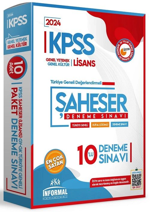 İnformal 2024 KPSS Lisans Şaheser Türkiye Geneli 10 Deneme Dijital Çözümlü İnformal Yayınları