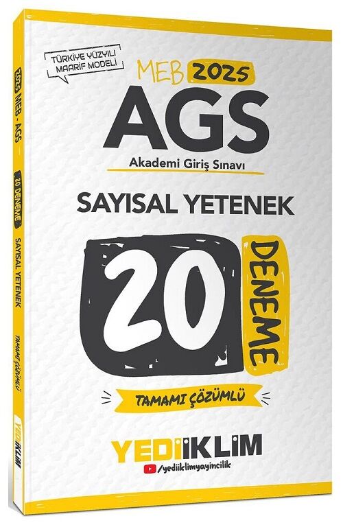 Yediiklim 2025 MEB-AGS Sayısal Yetenek 20 Deneme Çözümlü Yediiklim Yayınları