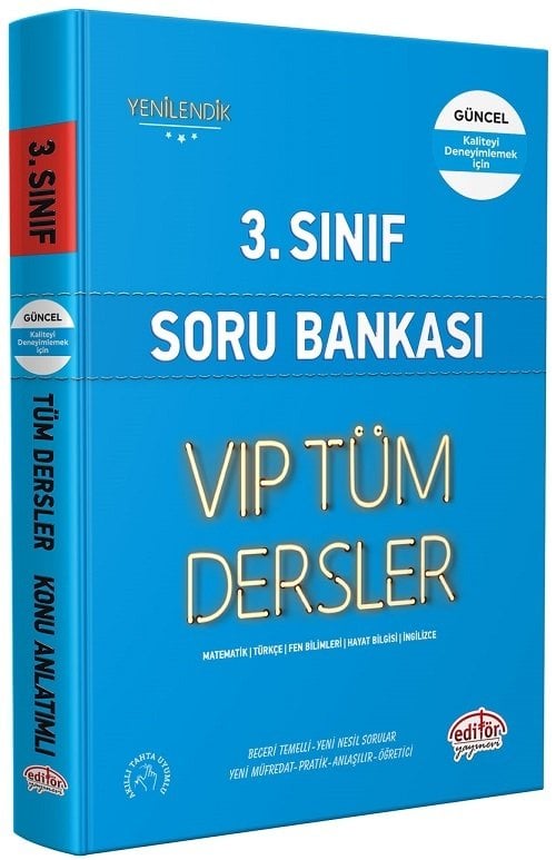 Editör 3. Sınıf VIP Tüm Dersler Soru Bankası Mavi Kitap Editör Yayınları