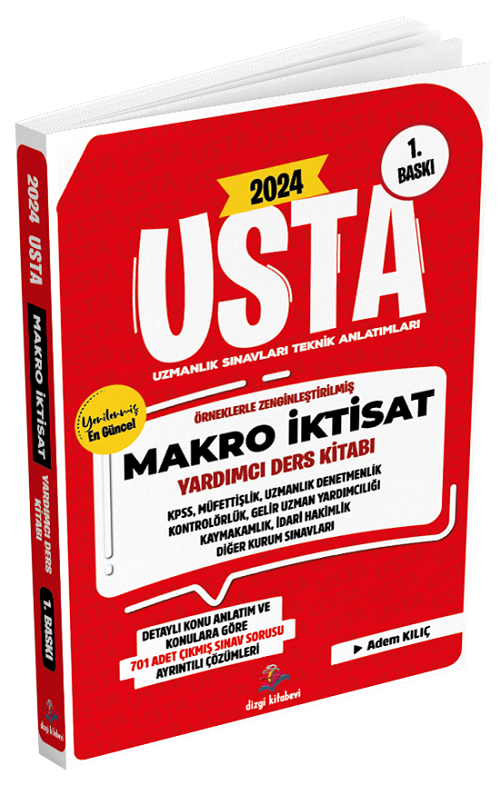 Dizgi Kitap 2024 KPSS Kaymakamlık Hakimlik ve Uzmanlık Sınavları Makro İktisat USTA Yardımcı Ders Kitabı - Adem Kılıç Dizgi Kitap Yayınları