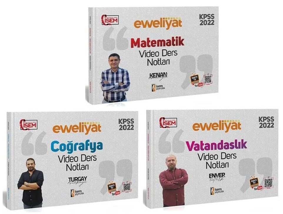 SÜPER FİYAT - İsem 2022 KPSS Matematik + Coğrafya + Vatandaşlık Evveliyat Video Ders Notları 3 lü Set İsem Yayınları