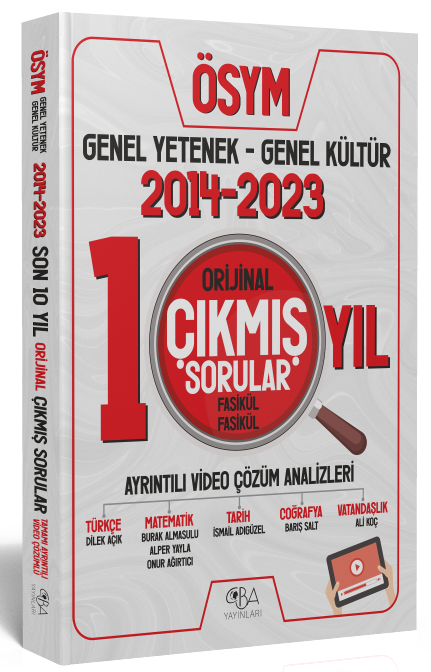 CBA Yayınları KPSS Genel Yetenek Genel Kültür Orijinal Son 10 Yıl Çıkmış Sorular 2014-2023 Video Çözümlü CBA Yayınları