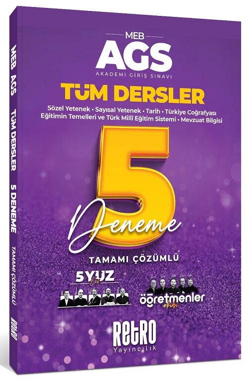 Retro 2025 MEB-AGS Tüm Dersler 5Yüz 5 Deneme Çözümlü Retro Yayıncılık