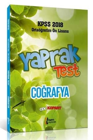 İsem 2018 KPSS Lise Ortaöğretim Ön Lisans Coğrafya Yaprak Test Çek Kopart İsem Yayınları