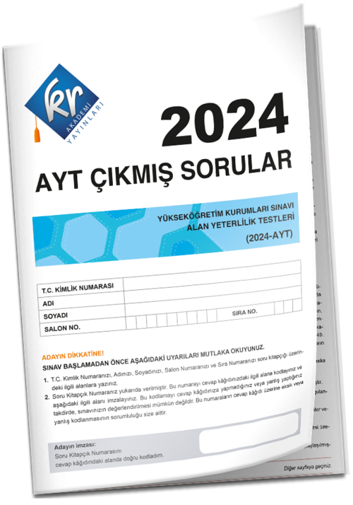 KR Akademi 2024 YKS AYT Tıpkı Basım Çıkmış Sorular KR Akademi Yayınları