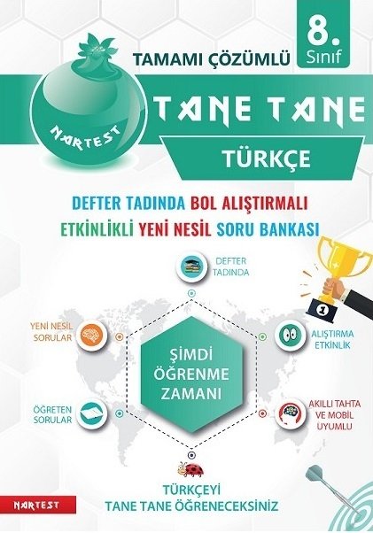 Nartest 8. Sınıf Türkçe Tane Tane Soru Bankası  Nartest Yayınları