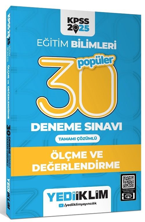 Yediiklim 2025 KPSS Eğitim Bilimleri Ölçme Değerlendirme Popüler 30 Deneme Çözümlü Yediiklim Yayınları