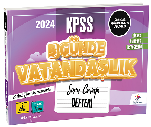 Dizgi Kitap 2024 KPSS 5 Günde Vatandaşlık Soru Cevap Defteri - Serhat Güven Dizgi Kitap Yayınları