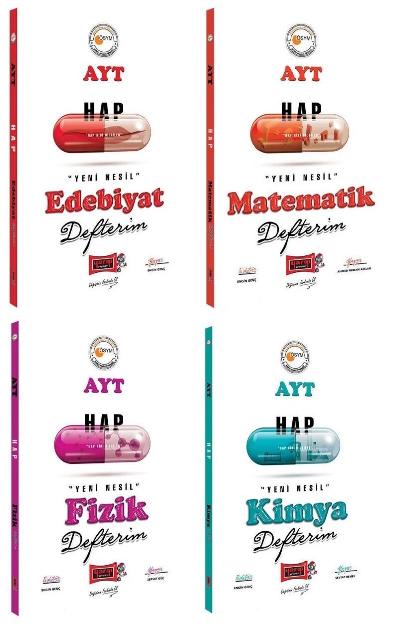 SÜPER FİYAT - Yargı YKS AYT Edebiyat+Matematik+Fizik+Kimya Hap Defterim 4 lü Set Yargı Yayınları