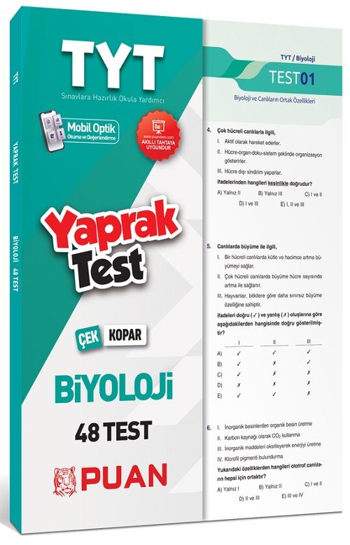 Puan YKS TYT Biyoloji Çek Kopart Yaprak Test Puan Yayınları