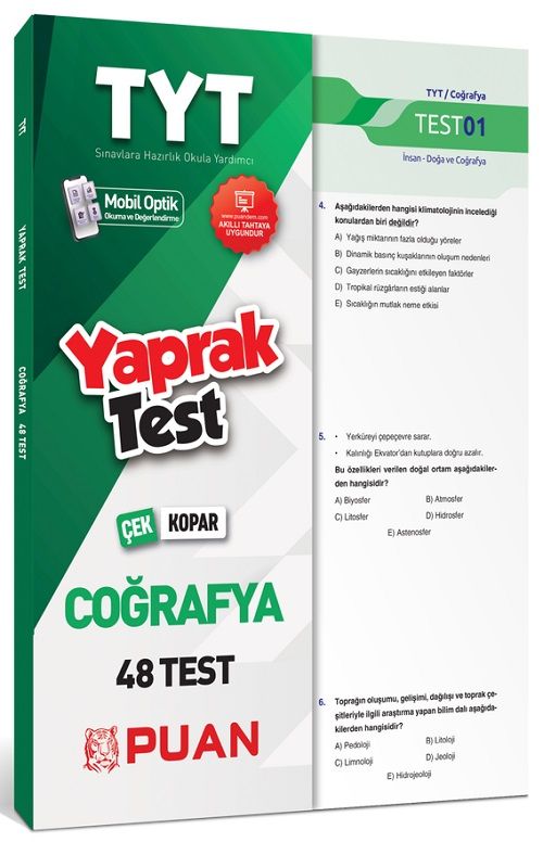 Puan YKS TYT Coğrafya Çek Kopart Yaprak Test Puan Yayınları