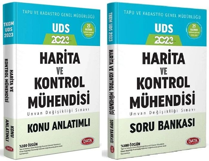 Data 2023 GYS ÜDS Tapu Kadastro Harita ve Kontrol Mühendisi Konu + Soru 2 li Set Ünvan Değişikliği Görevde Yükselme Data Yayınları