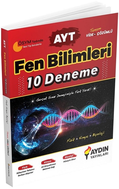 Aydın YKS AYT Fen Bilimleri 10 Deneme Video Çözümlü Aydın Yayınları