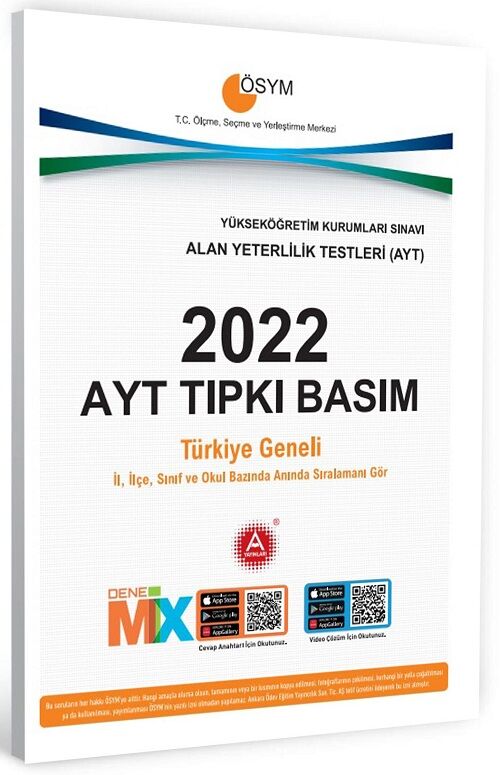 A Yayınları 2022 YKS AYT Tıpkı Basım Çıkmış Sorular A Yayınları