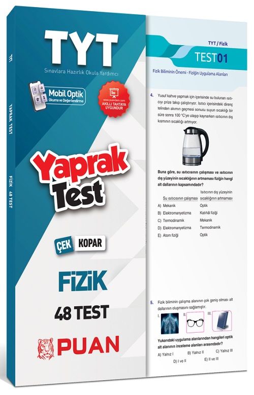 Puan YKS TYT Fizik Çek Kopart Yaprak Test Puan Yayınları