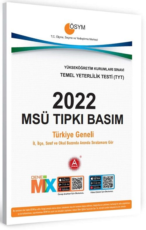 A Yayınları 2022 MSÜ Tıpkı Basım Çıkmış Sorular A Yayınları