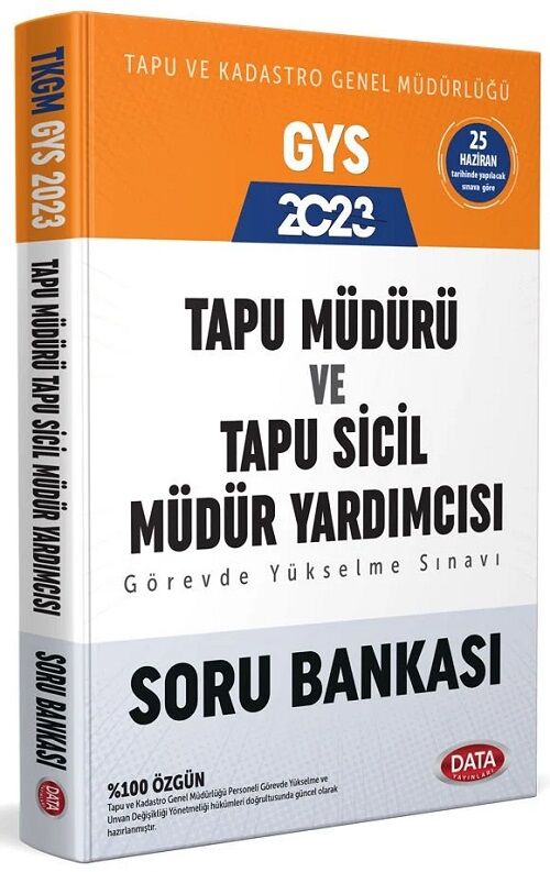 Data 2023 GYS Tapu Kadastro Tapu Müdürü ve Tapu Sicil Müdür Yardımcısı Soru Bankası Görevde Yükselme Data Yayınları