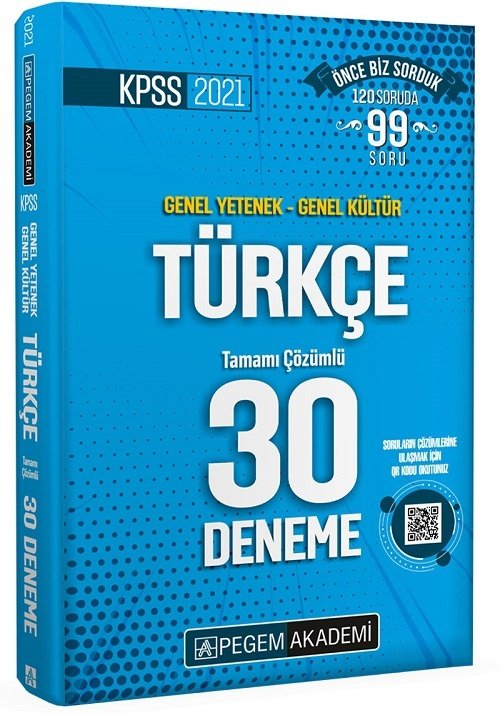 SÜPER FİYAT - Pegem 2021 KPSS Türkçe 30 Deneme Çözümlü Pegem Akademi Yayınları