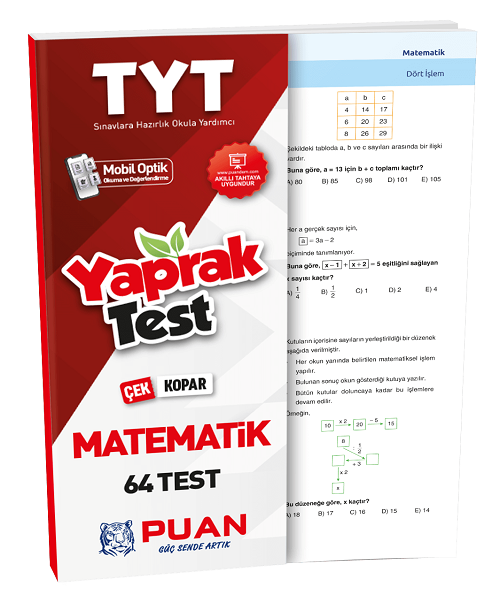 Puan YKS TYT Matematik Çek Kopart 64 Yaprak Test Puan Yayınları