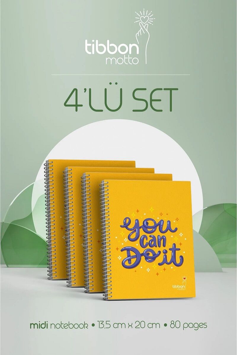 Tibbon Motto Midi Defter Spiralli Do It 4 lü Set- 20