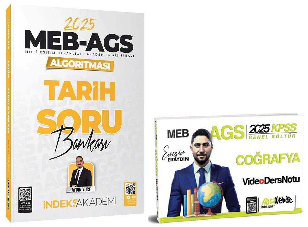 ÖN SİPARİŞ - HocaWebde + İndeks 2025 MEB-AGS KPSS Türkiye Coğrafyası Video Ders Notu + Tarih Soru Bankası 2 li Set - Engin Eraydın HocaWebde + İndeks Akademi Yayınları