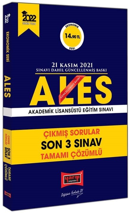 Yargı 2022 ALES Çıkmış Sorular Son 3 Sınav Çözümlü Ekonomik Seri Yargı Yayınları