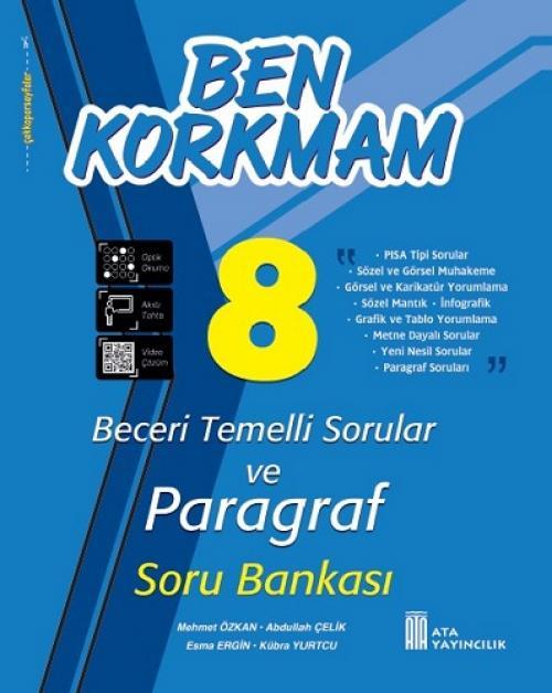 Ata Yayıncılık 8. Sınıf Paragraf Beceri Temelli Ben Korkmam Soru Bankası Ata Yayıncılık