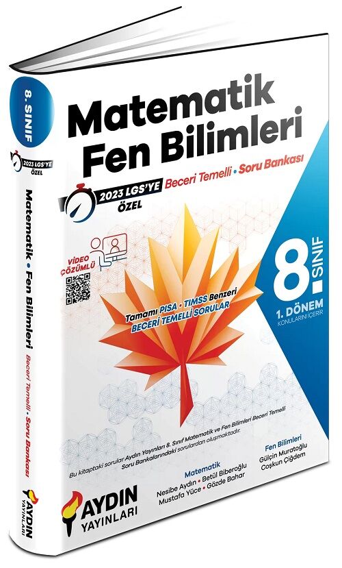 Aydın 2023 8. Sınıf LGS Matematik Fen Bilimleri 1. Dönem Beceri Temelli Soru Bankası Aydın Yayınları