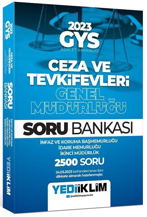 Yediiklim 2023 GYS Ceza ve Tevkifevleri İnfaz Koruma Başmemurluğu, İdare Memurluğu, İkinci Müdürlük Soru Bankası Görevde Yükselme Yediiklim Yayınları