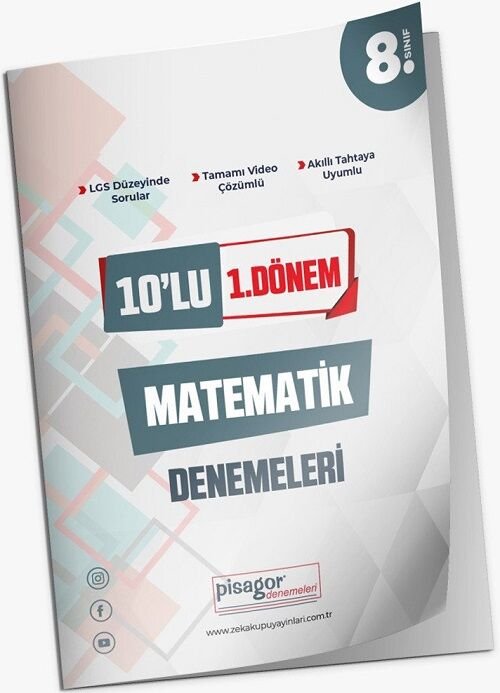 Zeka Küpü 8. Sınıf LGS Matematik 1. Dönem Pisagor 10 lu Deneme Zeka Küpü Yayınları